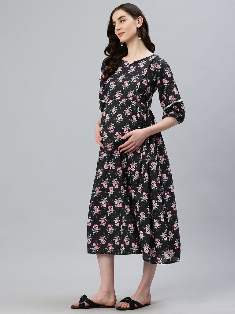 Black and pink maternity dress