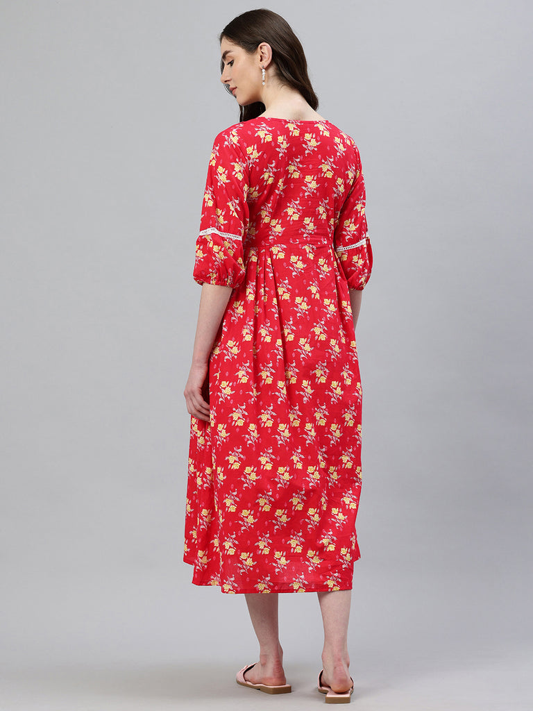 Red Floral Maternity Dress