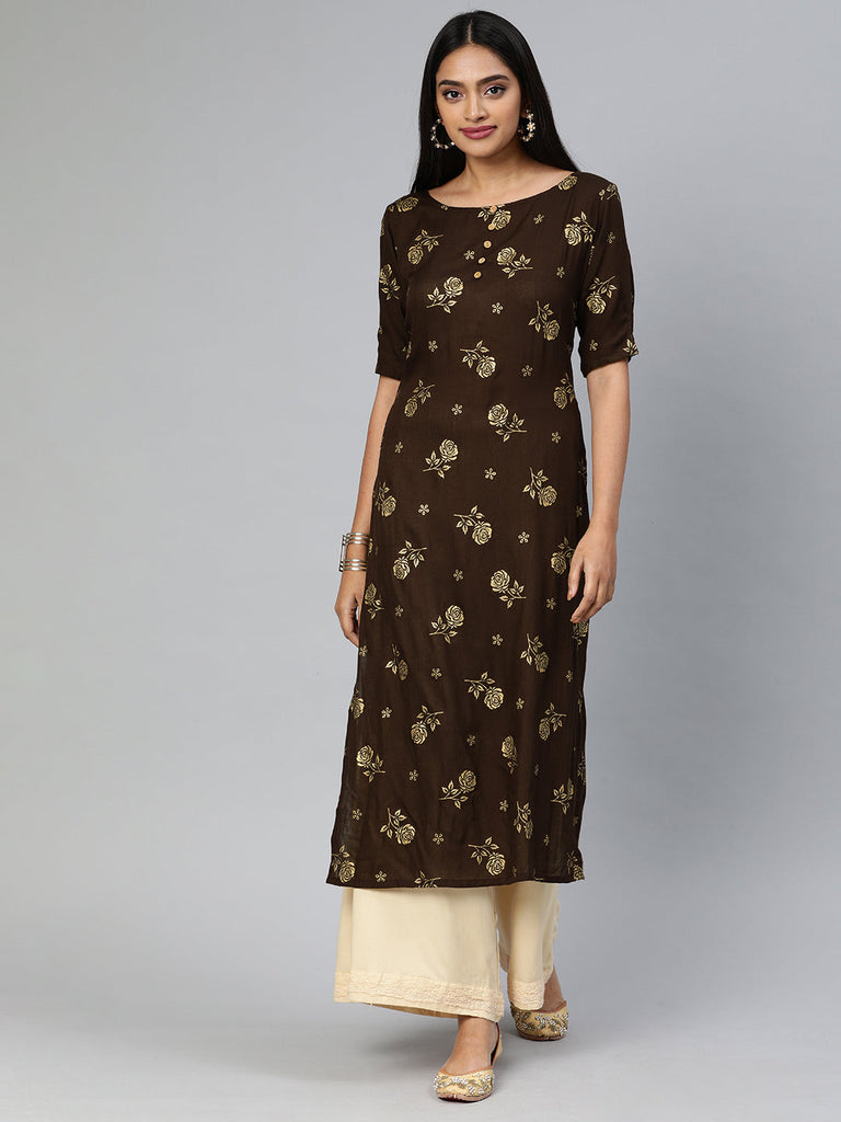 Gold-Toned Straight Kurta