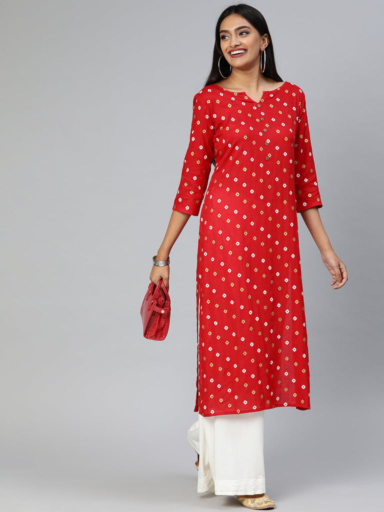 Red  Straight Kurta