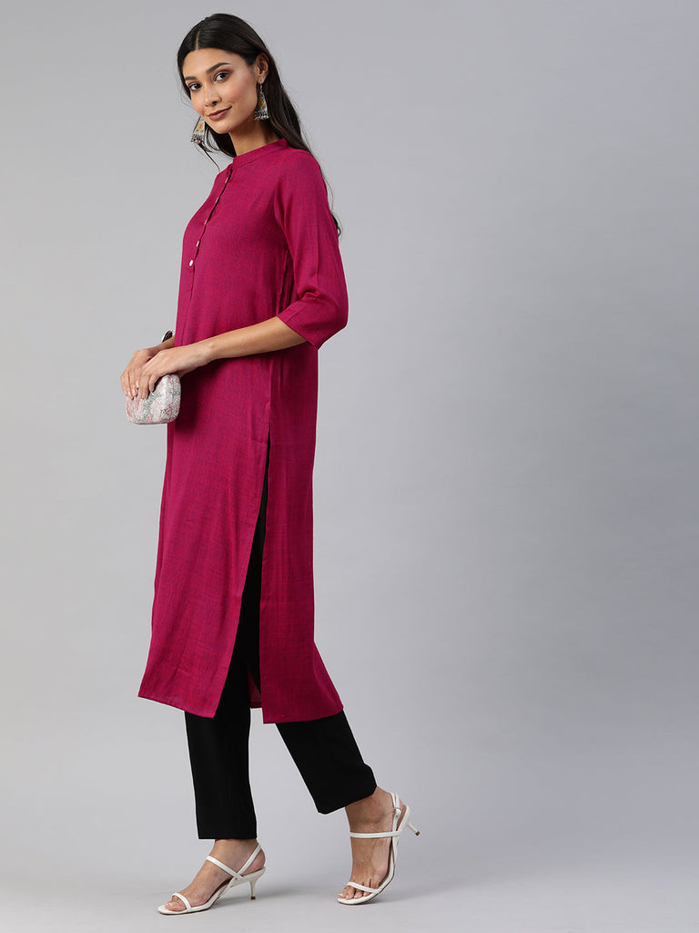 Burgundy Straight Kurta