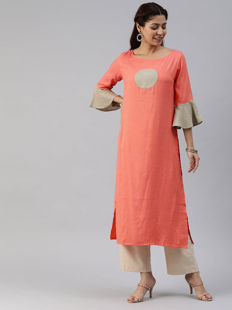 Peach A-Line Kurta