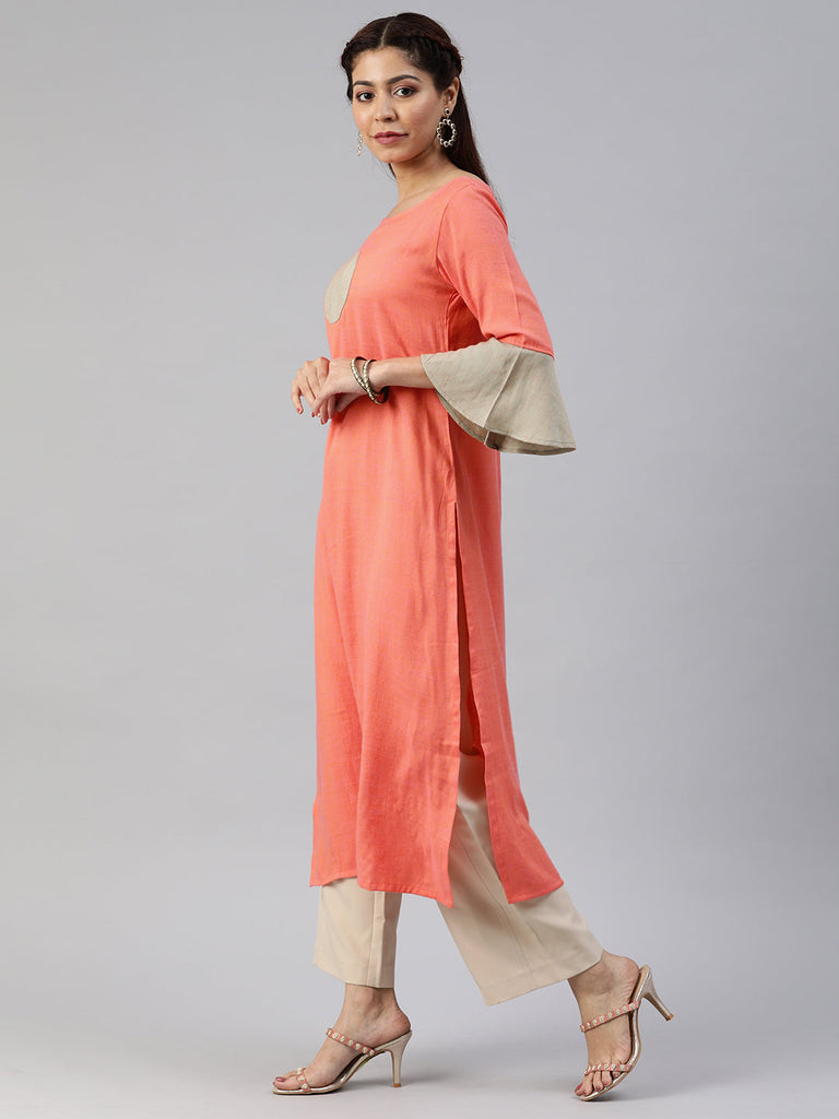 Peach A-Line Kurta