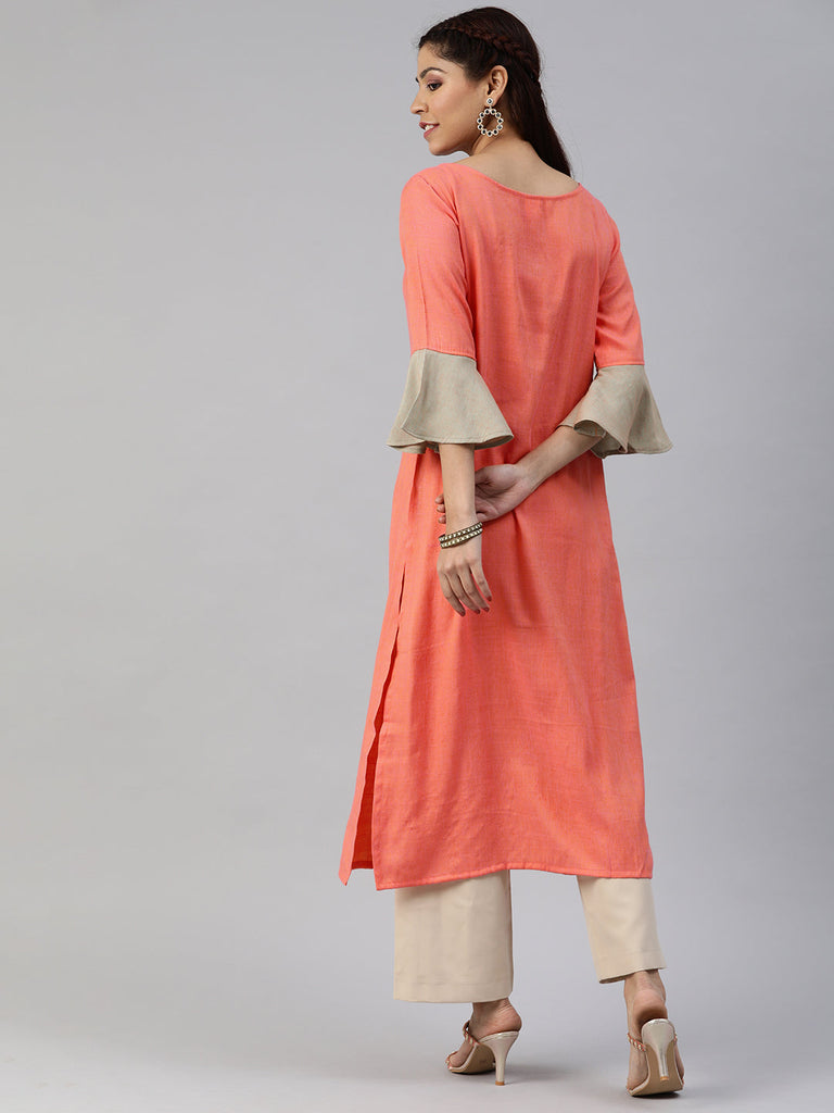 Peach A-Line Kurta