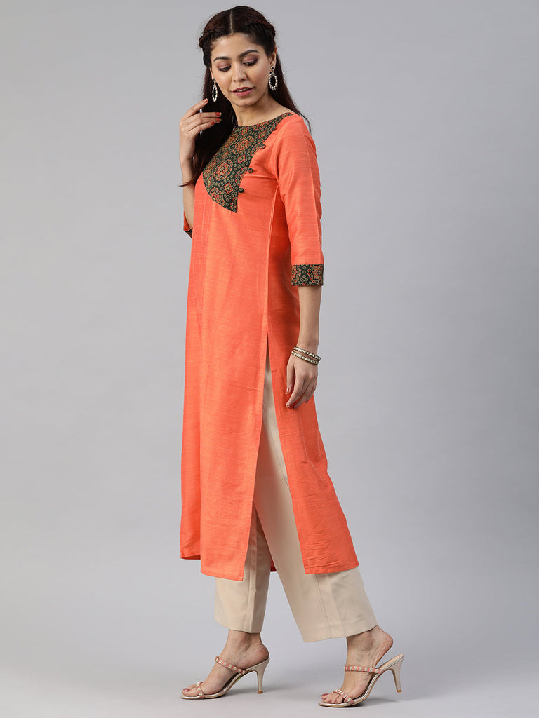 Peach Straight Kurta