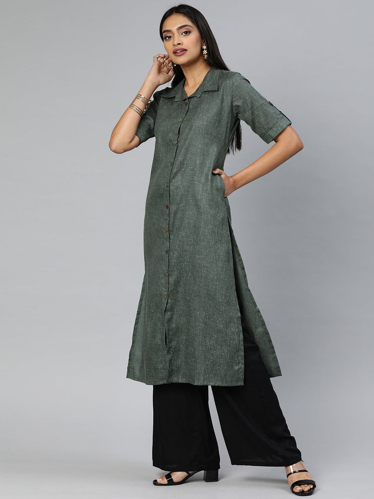 Charcoal Grey A-Line Kurta