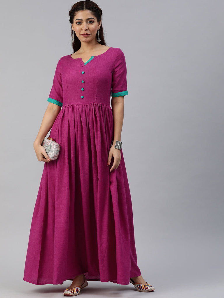 Purple Solid Maxi Dress