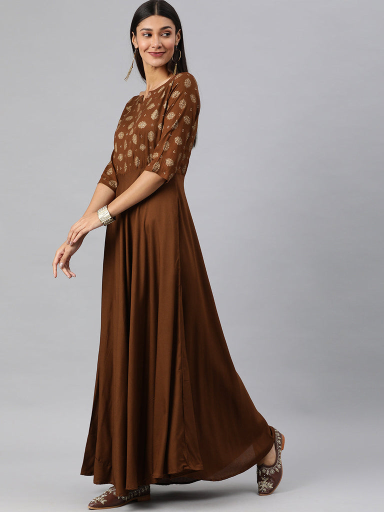 Brown Fit and Flare Dress