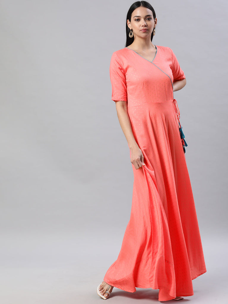 Peach Pink fit and flare Dress