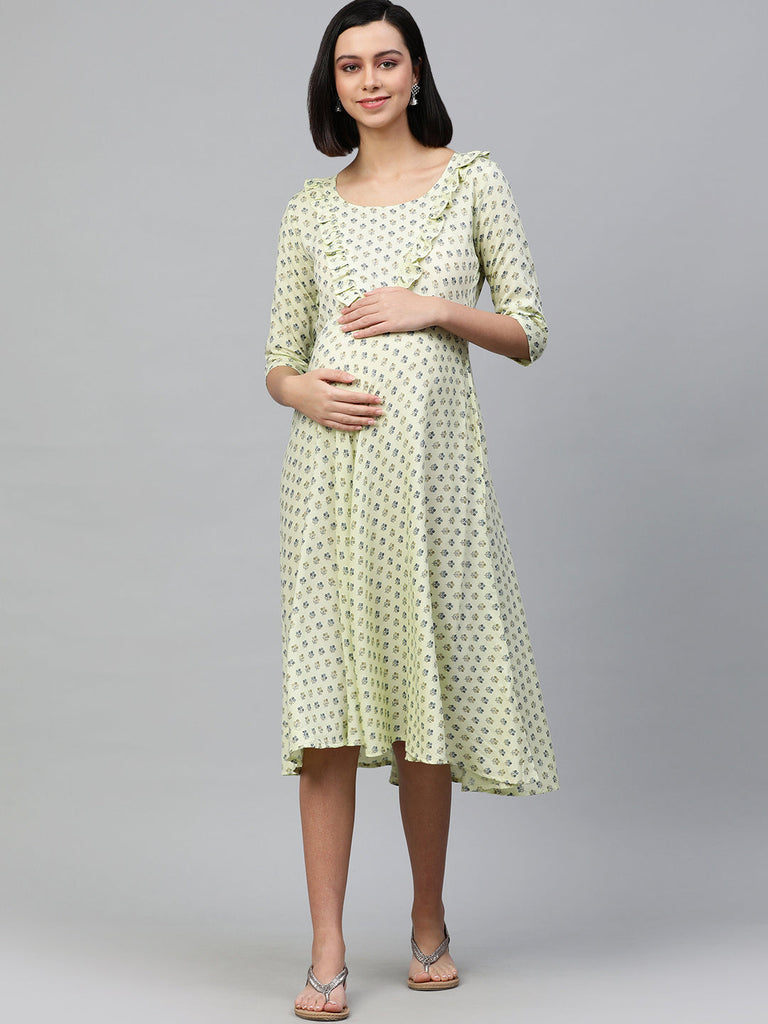 Green Maternity A-Line Dress