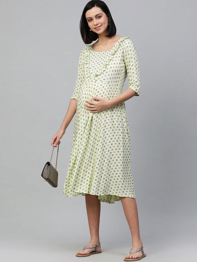 Green Maternity A-Line Dress