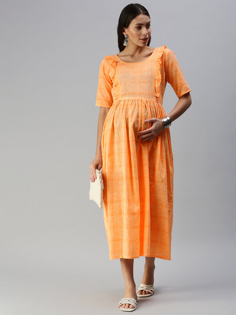 Coral Maternity Midi Dress