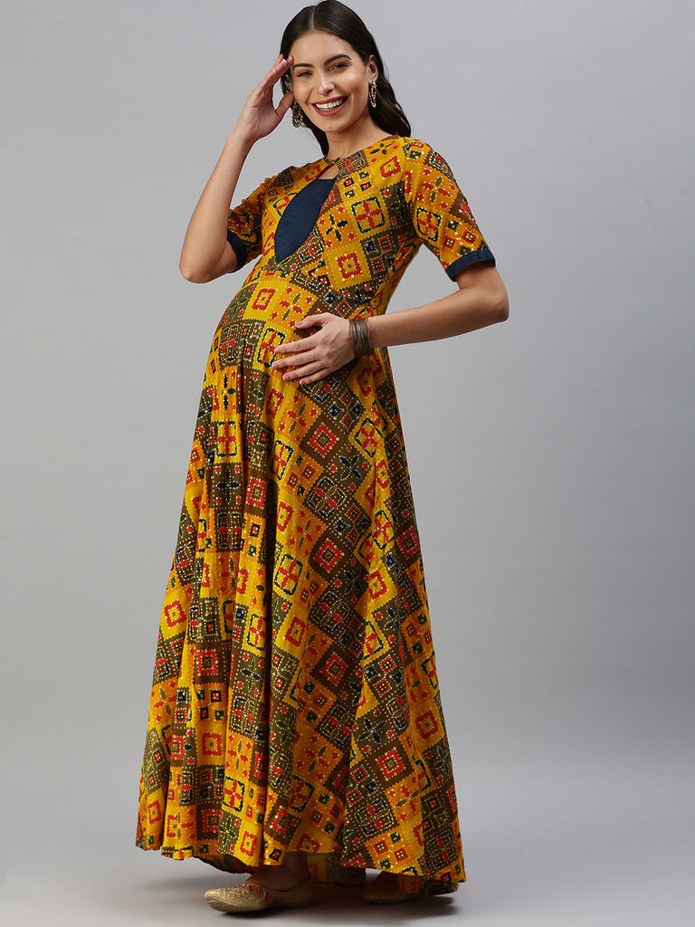 Mustard Yellow Maternity Dress