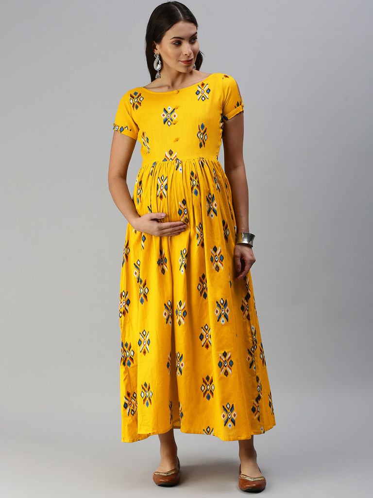 Mustard Yellow Maternity Dress