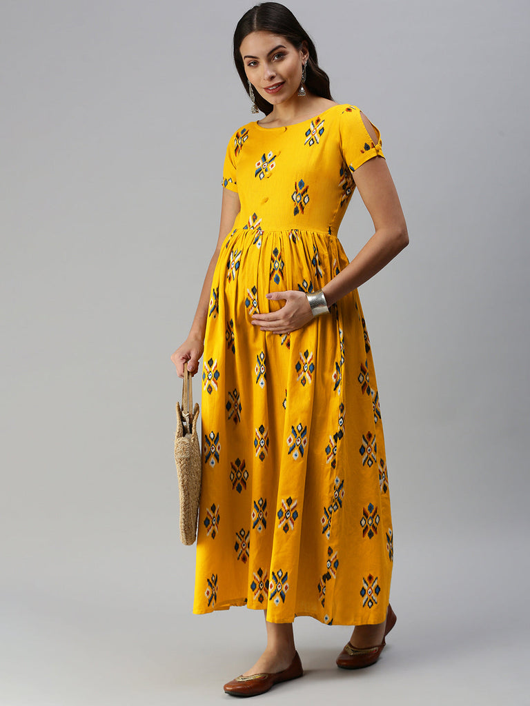 Mustard Yellow Maternity Dress