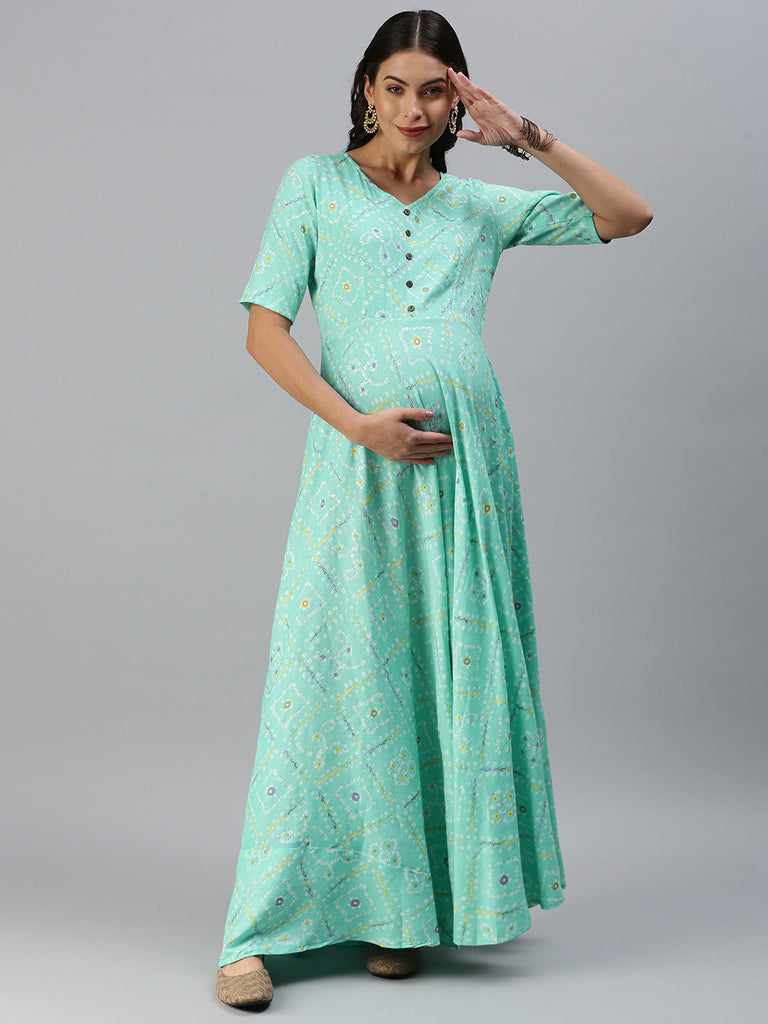 Turquoise Blue Maternity Dress