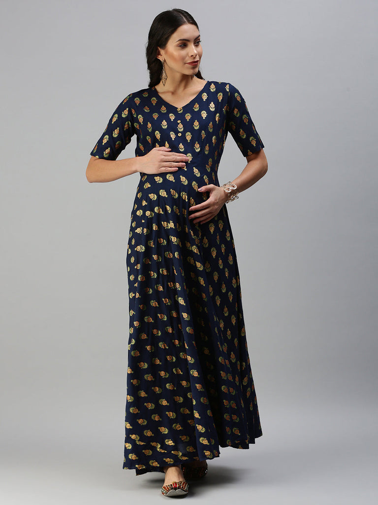 Navy Blue Maternity Dress