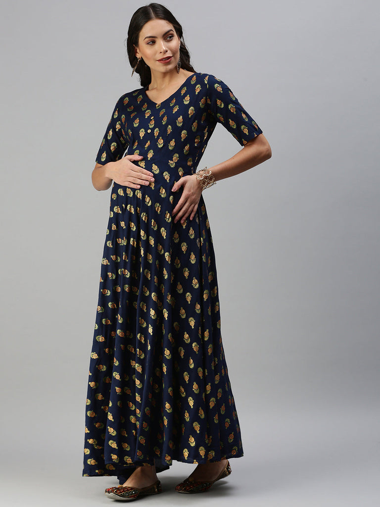 Navy Blue Maternity Dress