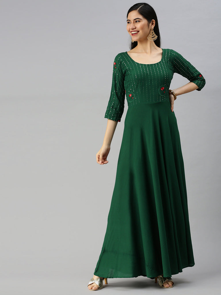 Embroidered Maxi Ethnic Dress