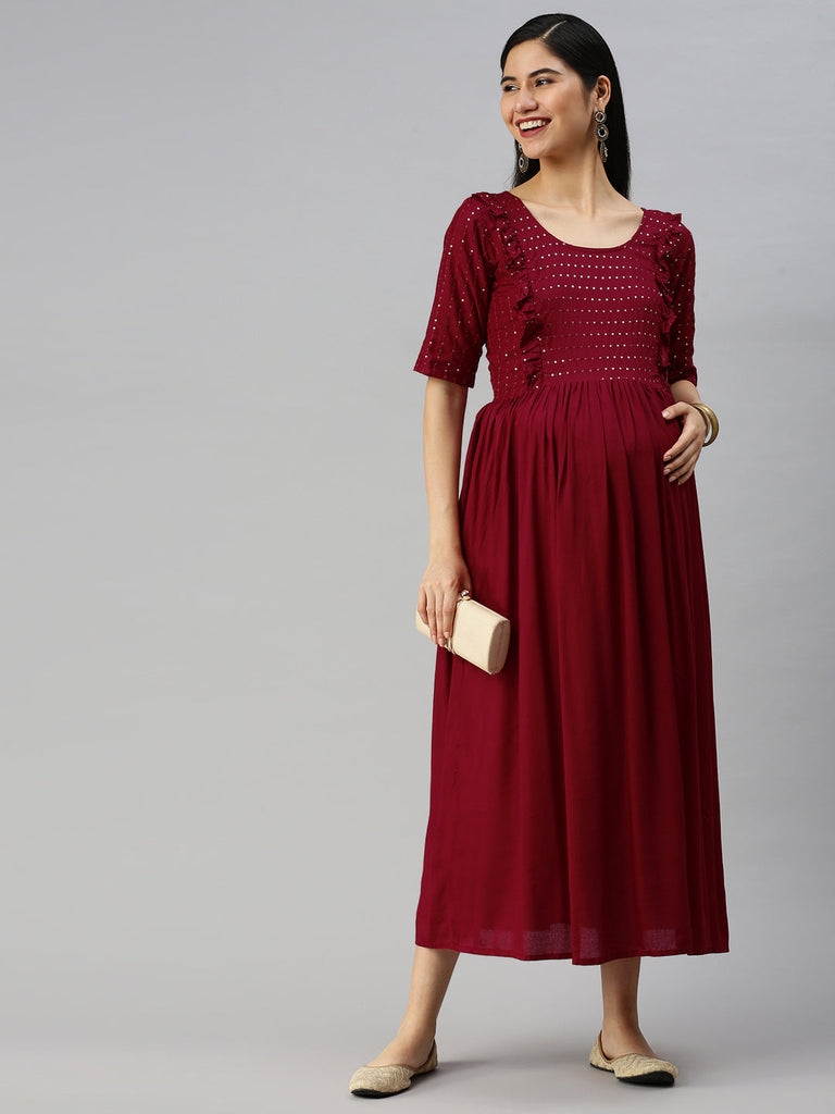 Maroon Maternity Dress