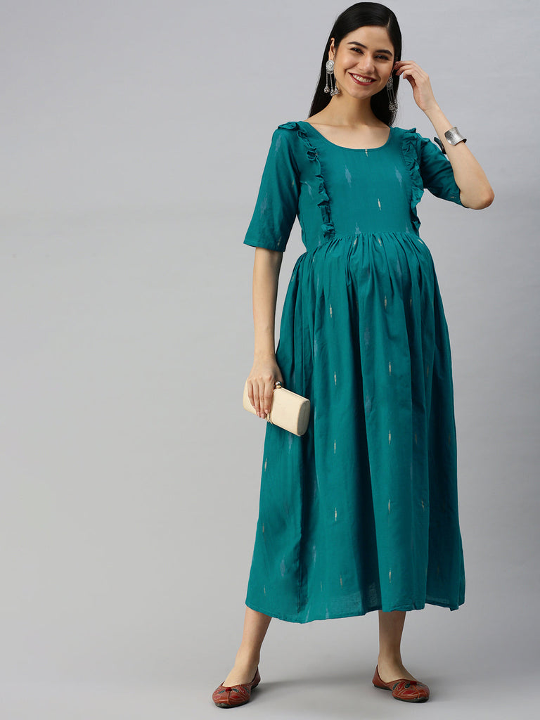 Green Cotton Maternity Dress