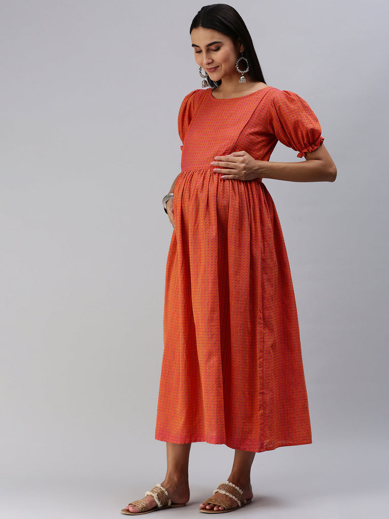 Rust Orange Maternity Dress