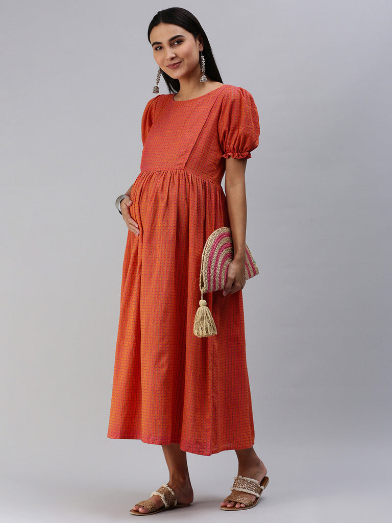 Rust Orange Maternity Dress