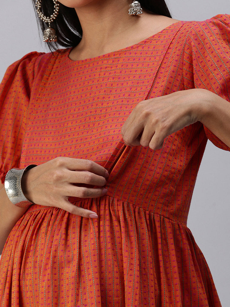 Rust Orange Maternity Dress