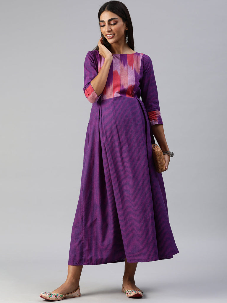 Purple Maternity Midi Dress