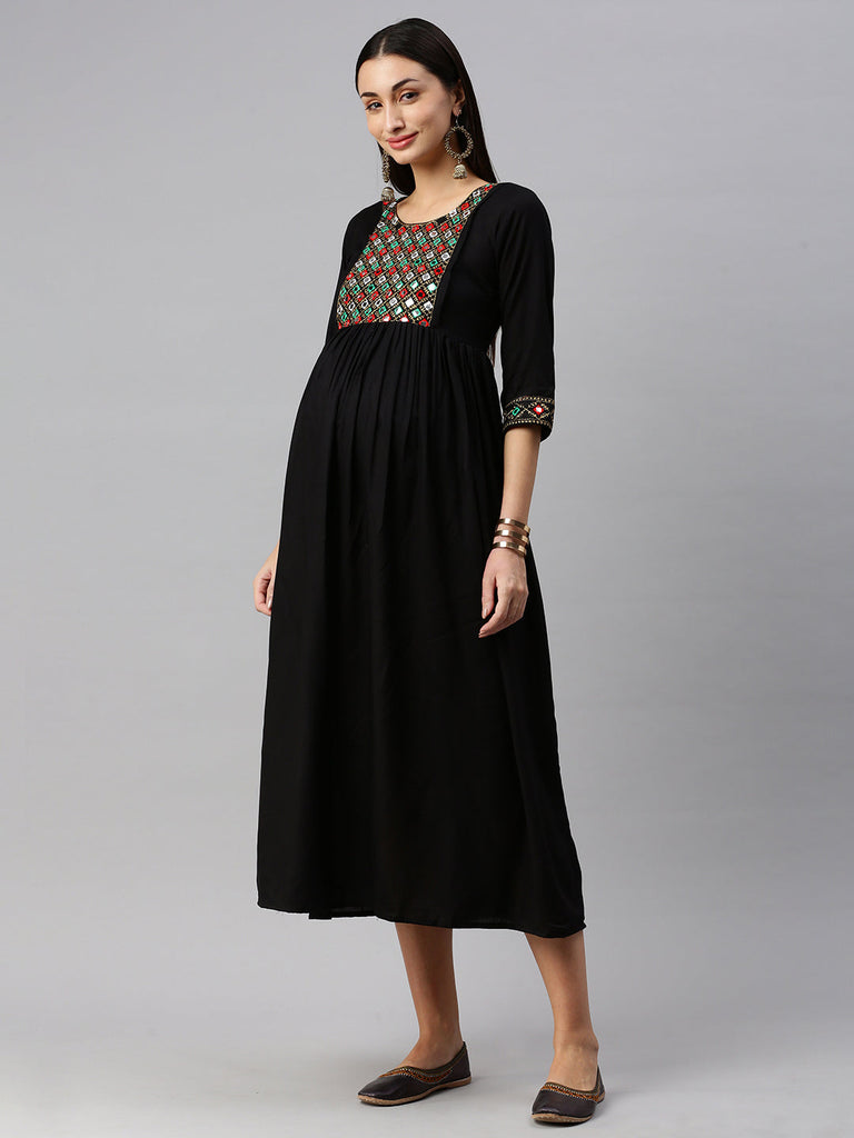 Embroidered Maternity Dress