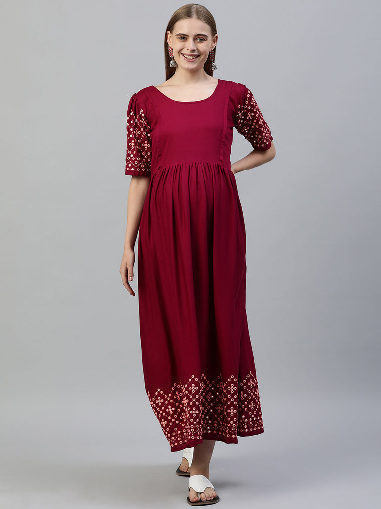 Embroidered Maternity Dress