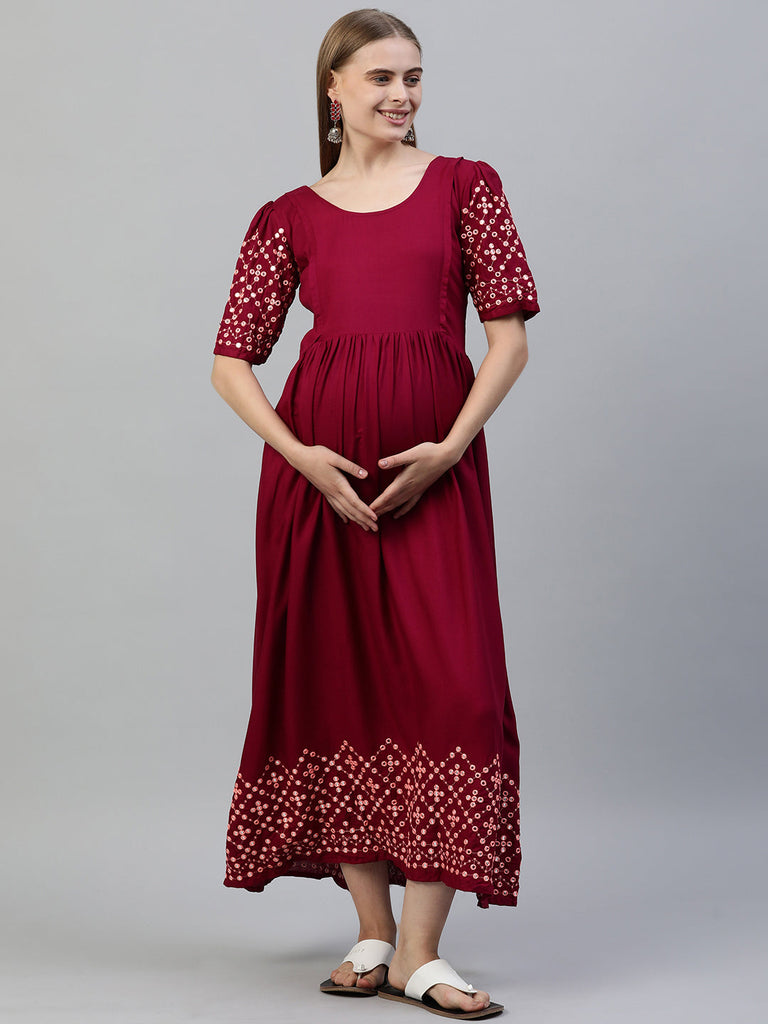 Embroidered Maternity Dress