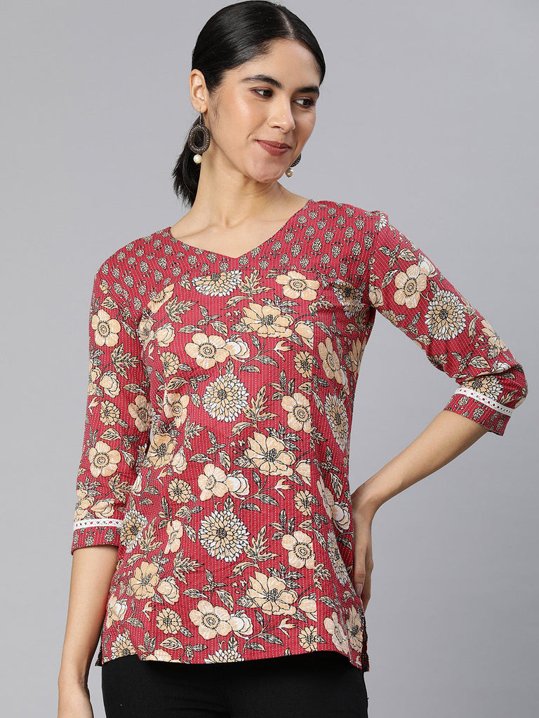 Red Ethnic Print Tunic