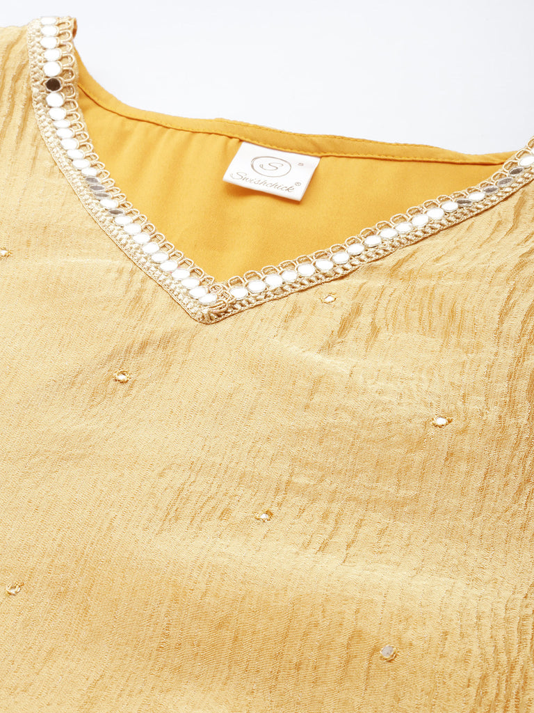 Gold Tissue with Mirror Kurta Top with Pant