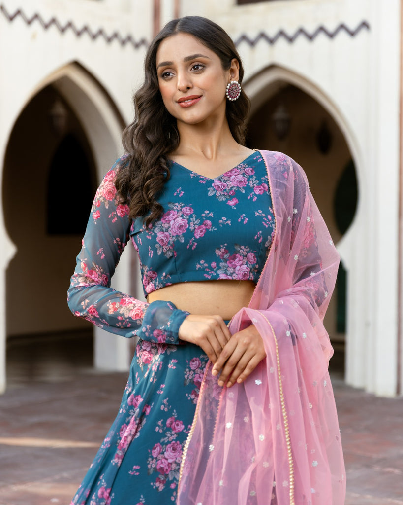 Floral Georgette Lehenga