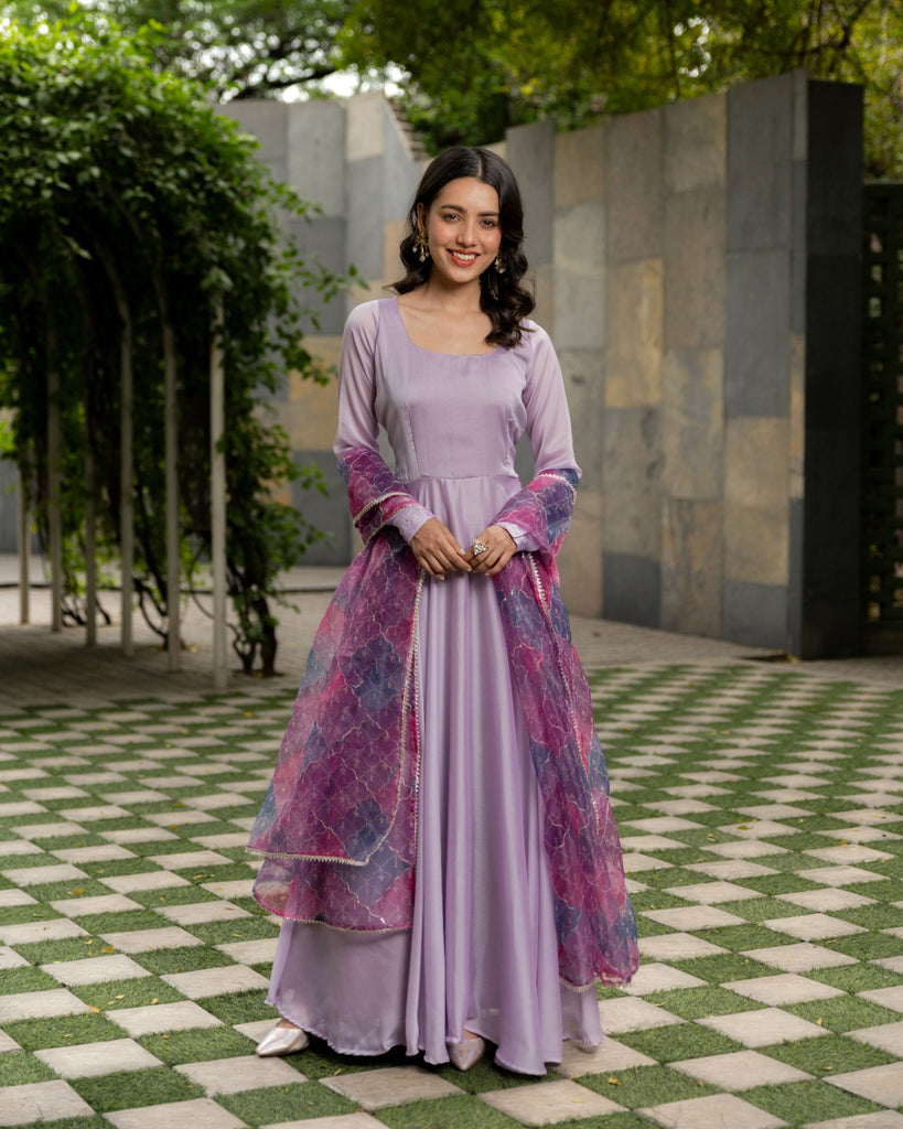 Solid Silk Georgette Anarkali