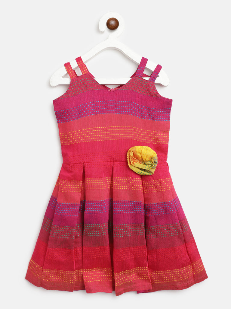 Pink Stripes box pleat Dress