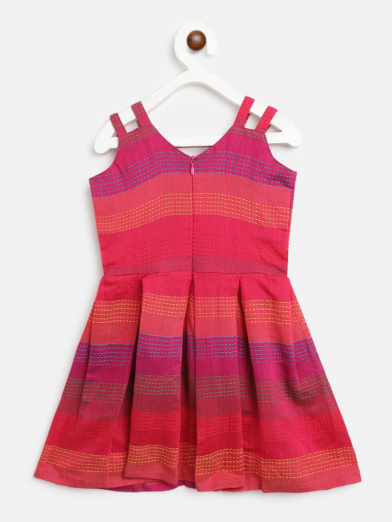 Pink Stripes box pleat Dress