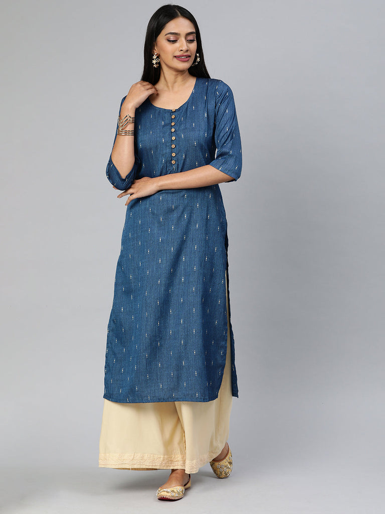 Navy Blue Straight Kurta