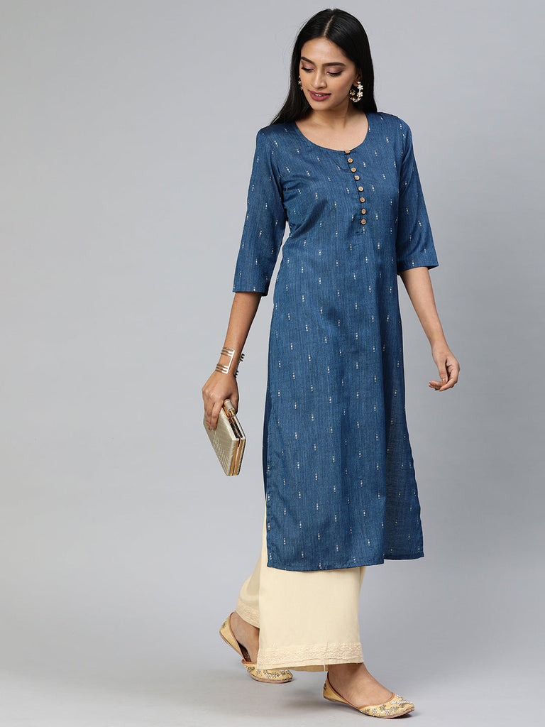 Navy Blue Straight Kurta