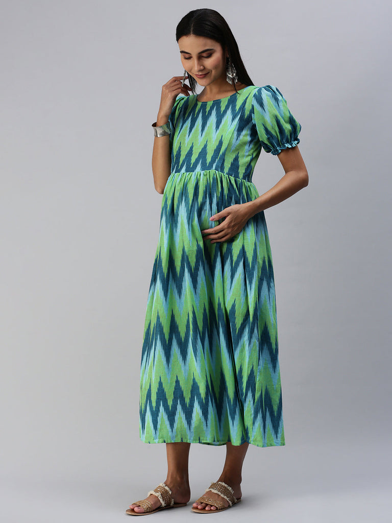 Green & Blue Maternity Dress