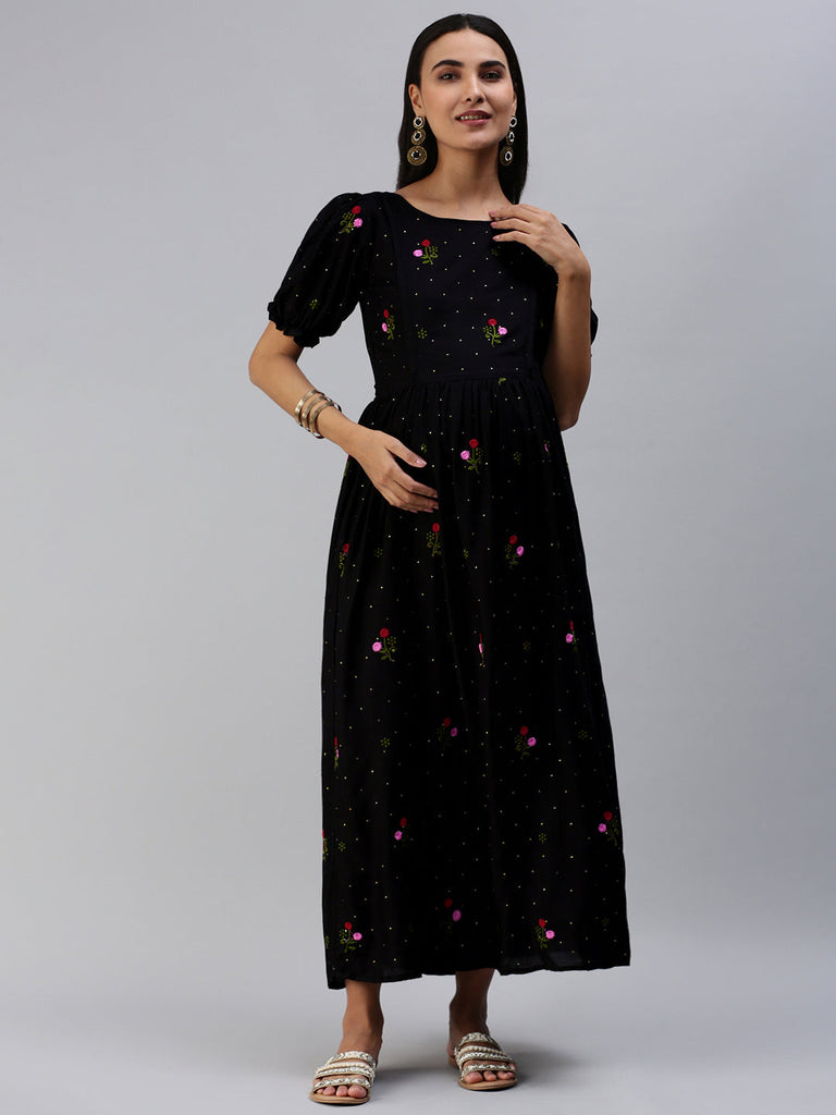 Embroidered Maternity Dress