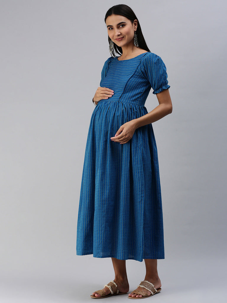 Blue & Yellow Maternity Dress