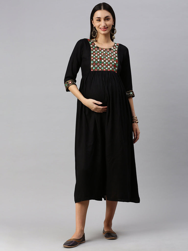 Embroidered Maternity  Dress