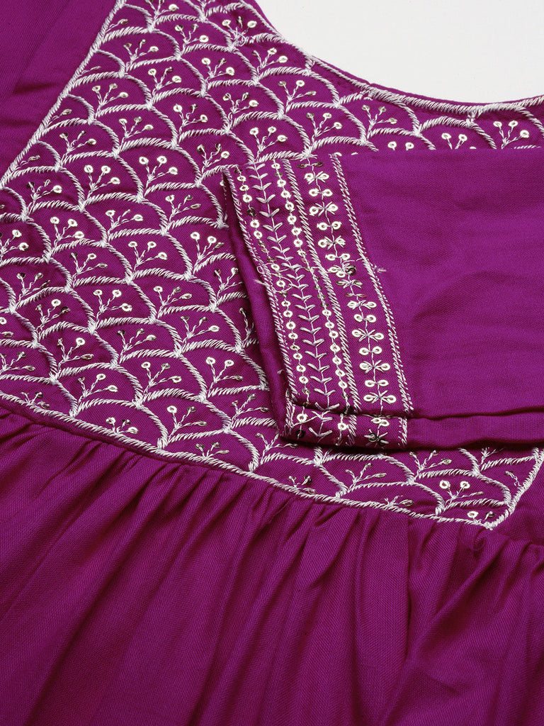 Magenta embroidered Maternity dress