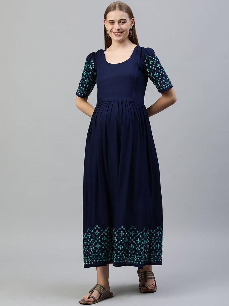 Embroidered Maternity Dress