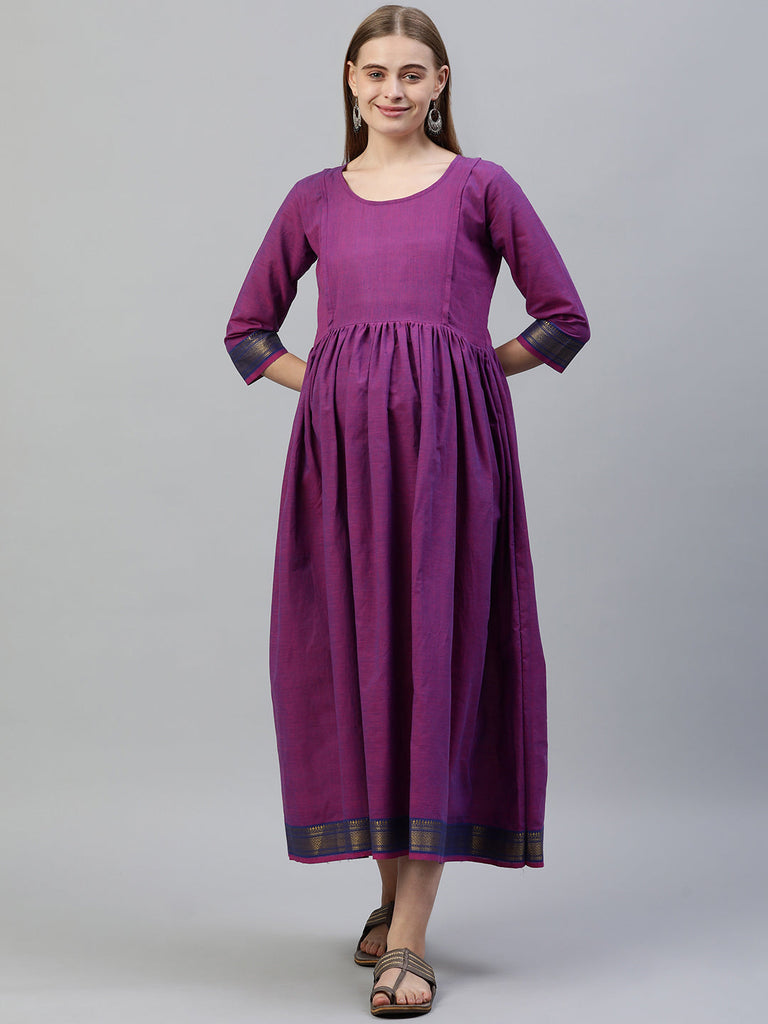 Purple solid Maternity Dress