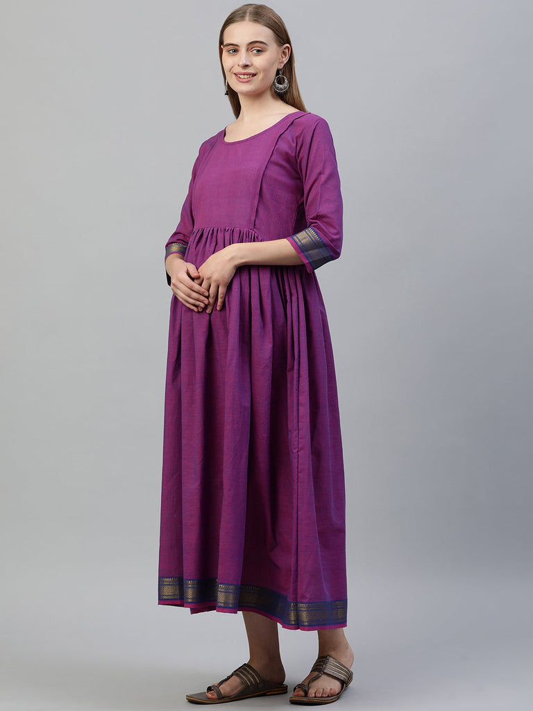 Purple solid Maternity Dress