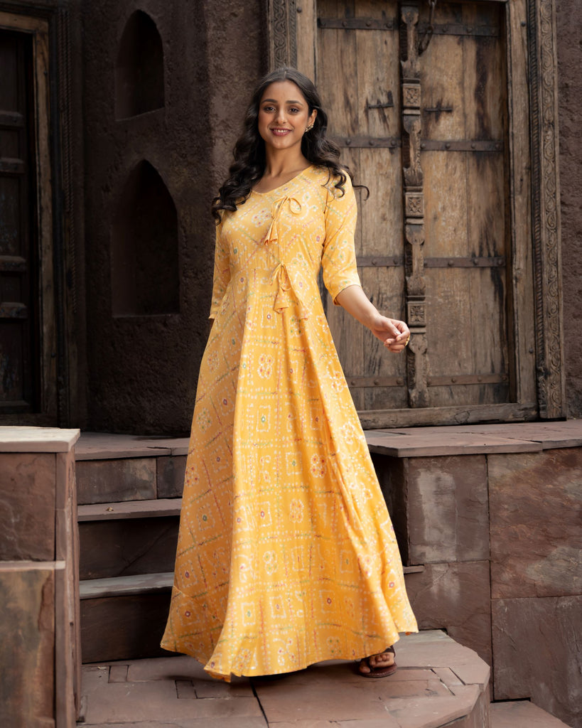 Saira Yellow Fit and Flare Dress