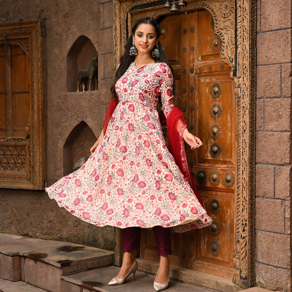 Flora Red kurta suit set